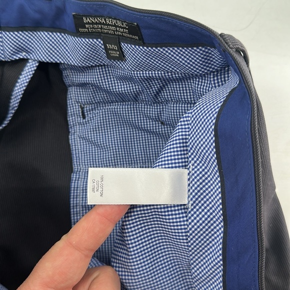 Banana Republic pants slacks Non-Iron tailored slim fit muted pattern sz 33x32 - Picture 4 of 11